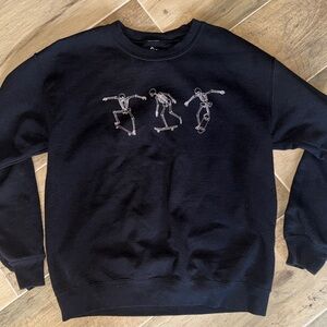 Full Tilt Black Skeleton Graphic Crewneck Sweater